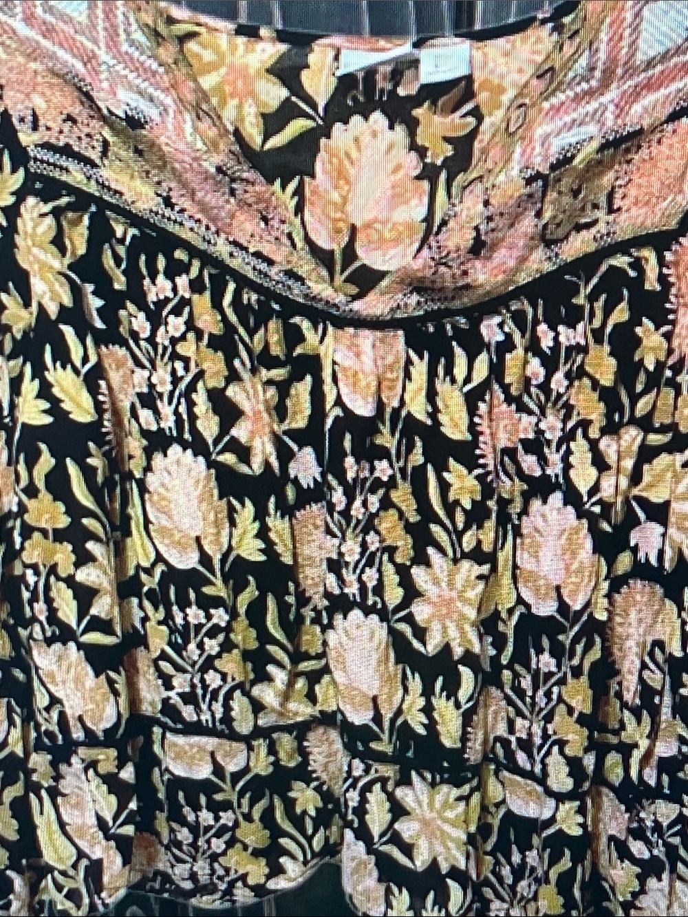 Rachel Zoe Black Floral Peasant Top with Pink and Gold Accents